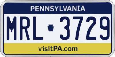 PA license plate MRL3729