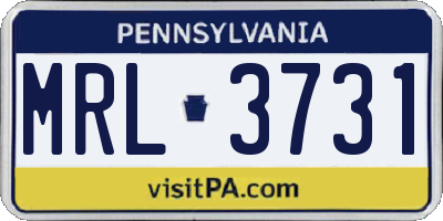 PA license plate MRL3731