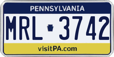 PA license plate MRL3742
