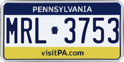 PA license plate MRL3753