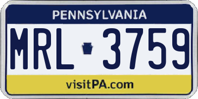 PA license plate MRL3759