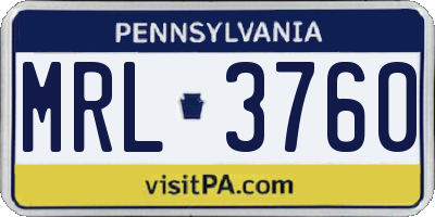 PA license plate MRL3760