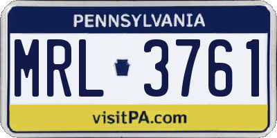 PA license plate MRL3761