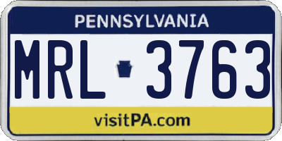 PA license plate MRL3763