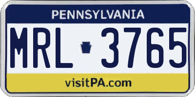 PA license plate MRL3765