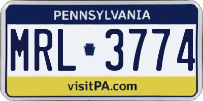 PA license plate MRL3774