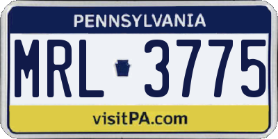 PA license plate MRL3775