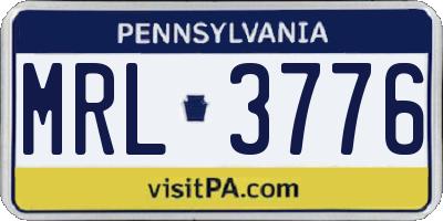 PA license plate MRL3776