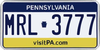 PA license plate MRL3777