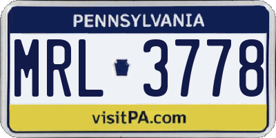 PA license plate MRL3778