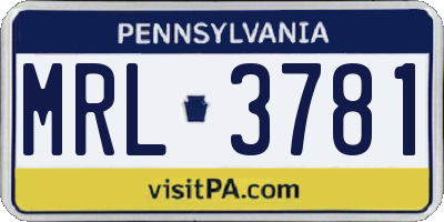 PA license plate MRL3781