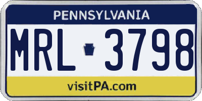 PA license plate MRL3798