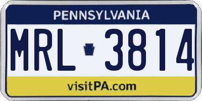 PA license plate MRL3814