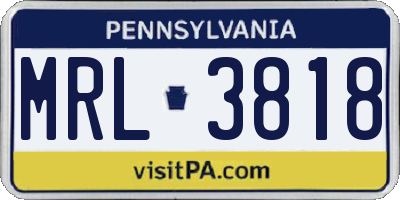 PA license plate MRL3818