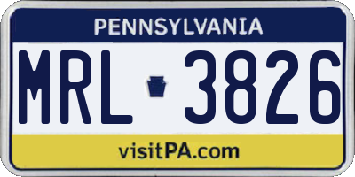 PA license plate MRL3826