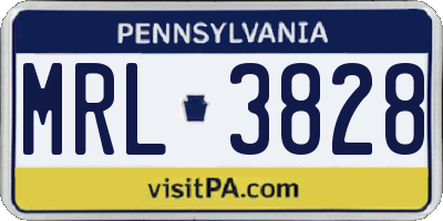 PA license plate MRL3828
