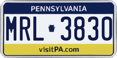 PA license plate MRL3830