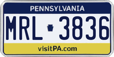 PA license plate MRL3836