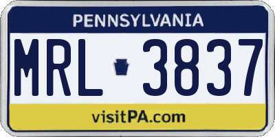 PA license plate MRL3837