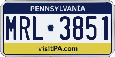 PA license plate MRL3851