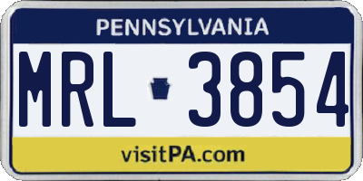 PA license plate MRL3854