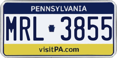 PA license plate MRL3855
