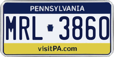PA license plate MRL3860