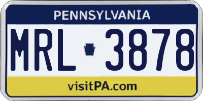 PA license plate MRL3878