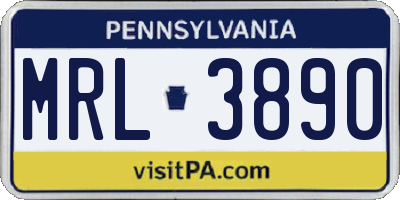 PA license plate MRL3890