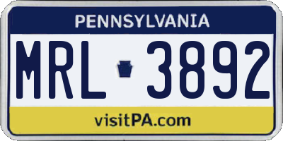 PA license plate MRL3892