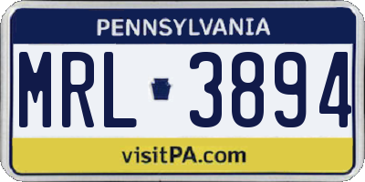 PA license plate MRL3894