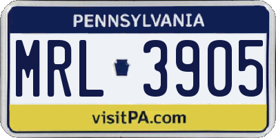 PA license plate MRL3905