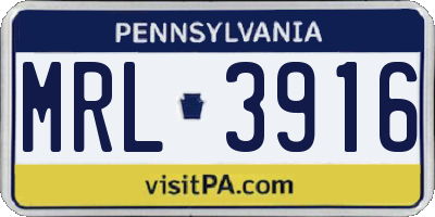 PA license plate MRL3916