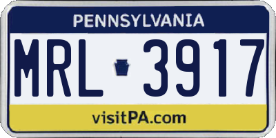 PA license plate MRL3917