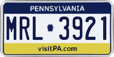 PA license plate MRL3921
