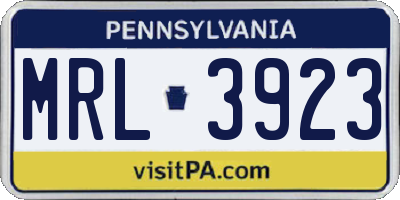 PA license plate MRL3923