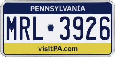 PA license plate MRL3926