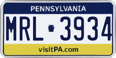 PA license plate MRL3934