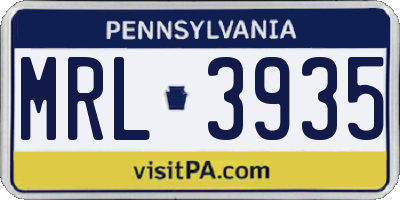 PA license plate MRL3935