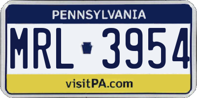 PA license plate MRL3954