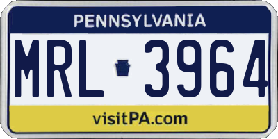 PA license plate MRL3964