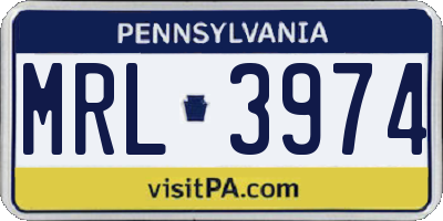 PA license plate MRL3974