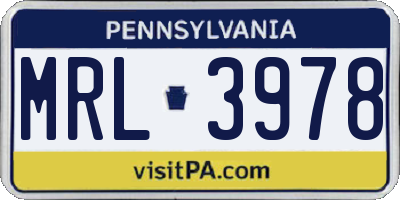 PA license plate MRL3978