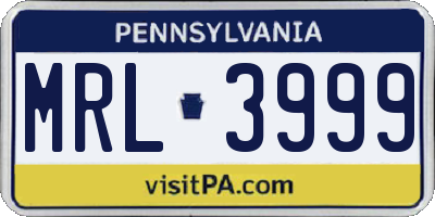 PA license plate MRL3999