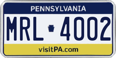 PA license plate MRL4002