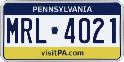 PA license plate MRL4021