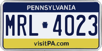 PA license plate MRL4023