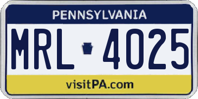 PA license plate MRL4025