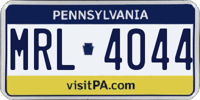 PA license plate MRL4044
