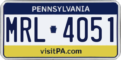 PA license plate MRL4051